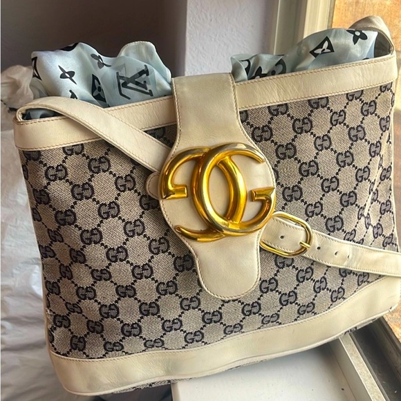 VERY RARE GG Gucci Big Gold Logo Vintage Bag 1970 - Picture 1 of 10